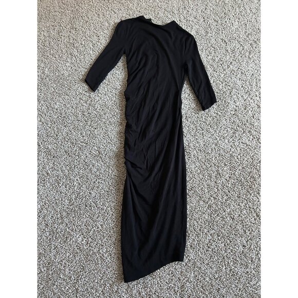 Helmut Lang Womens XS Black Twist Midi Dress 3/4 Sleeve Stretchy - Picture 8 of 11